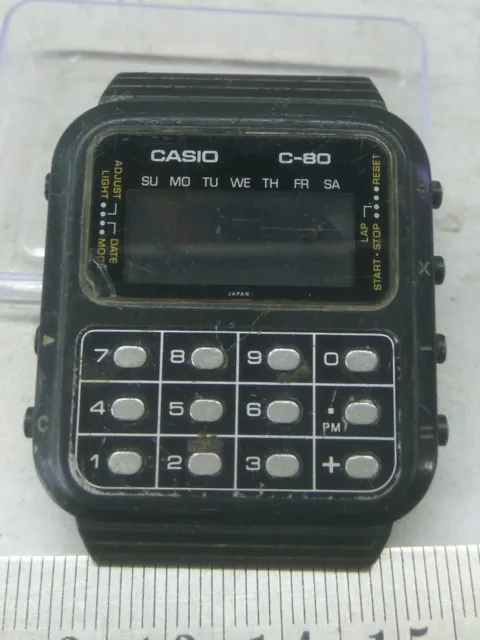 Used Casio (133) C-80  Digital Calculator Watch For Parts & Repair & Watchmakers