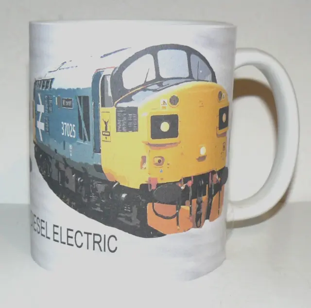 British Rail Class 37  Electric Locomotive ceramic mug  locomotive train 37