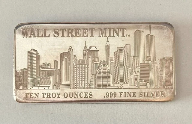 WALL STREET MINT 10 Oz .999 Silver Bar Twin Towers Image $754.76