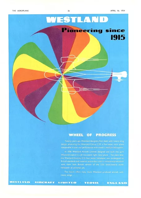 (Aab1) Advert 11X8" Westland Aircraft Ltd - Wheel Of Progress, Since 1915