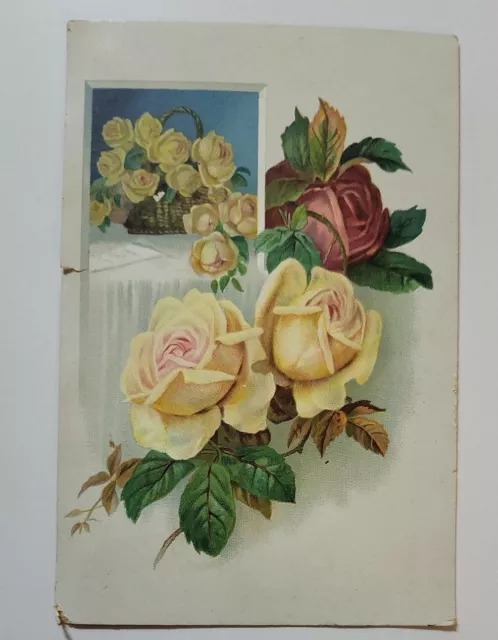 1880's Trade Card Lion Coffee By Woolson Spice Co Toledo Ohio Roses Red Yellow 2