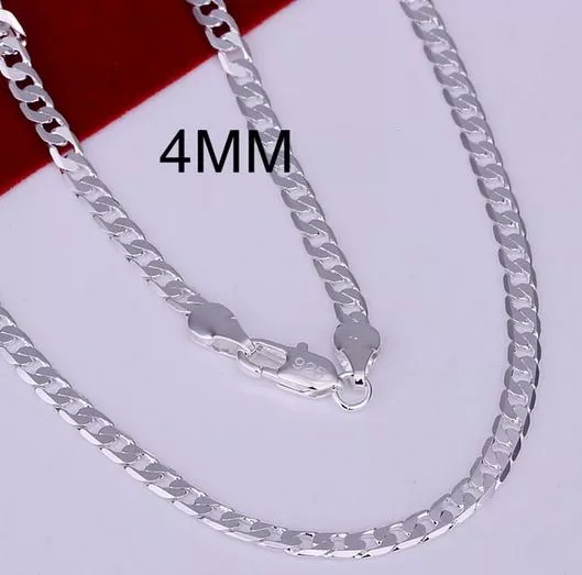 925 Sterling Silver 4mm Curb Chain 22 Inch Necklace Jewellery Womens Ladies Gift