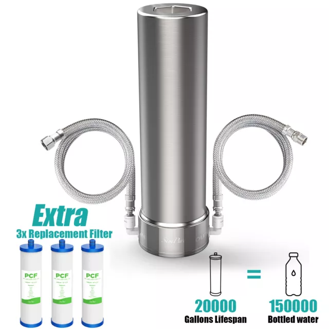 Sistema de filtro de agua debajo del fregadero SimPure V7 20K galones acero inoxidable + 3 filtros