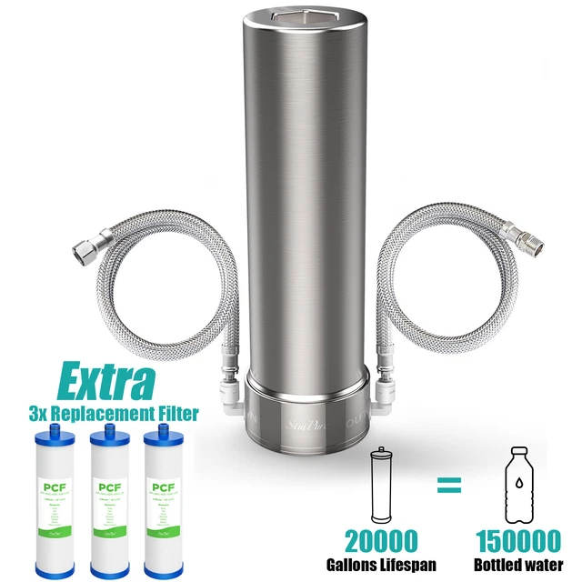 Sistema de filtro de agua debajo del fregadero SimPure V7 20K galones acero inoxidable + 3 filtros
