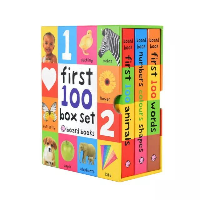 First 100 Words, Animals and Numbers 3 Board Books By Roger Priddy - Ages 0-5