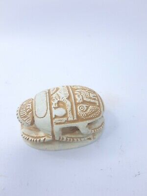 RARE ANTIQUE ANCIENT EGYPTIAN Pharaonic Faience Statue Scarab Beetle Hiroglyphic