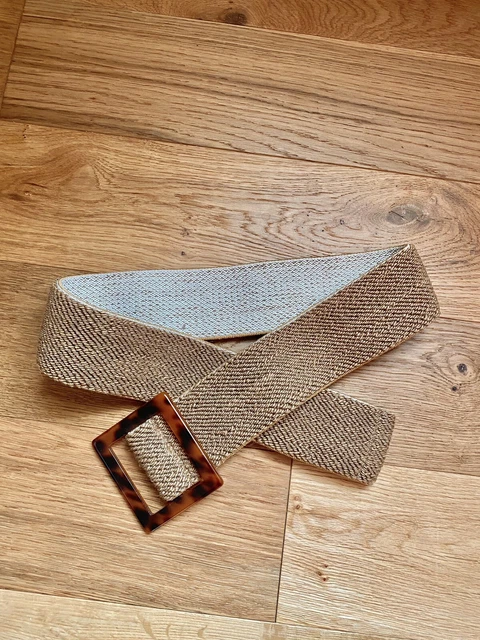 RENA LANGE GOLD Mesh Belt with Black and Brown tortoise  display picture 2