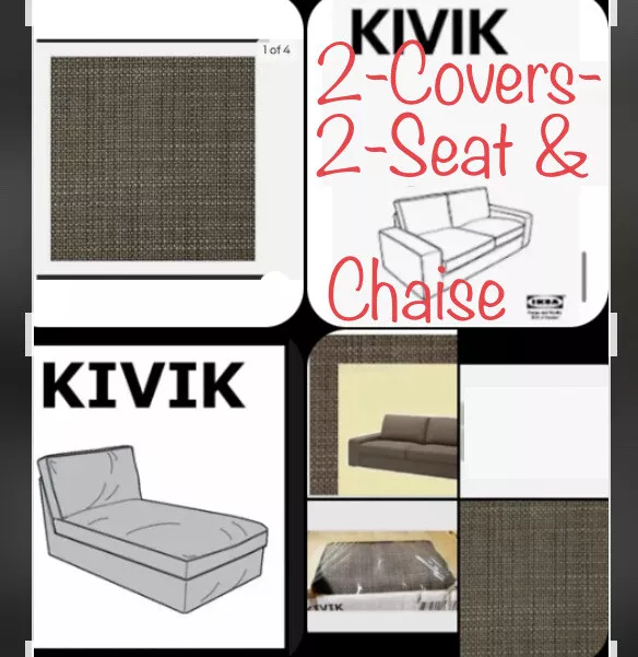 IKEA Kivik Isunda Brown Loveseat & Chaise Lounge NEW COVERs Tweed 2-Seat Sofa NW