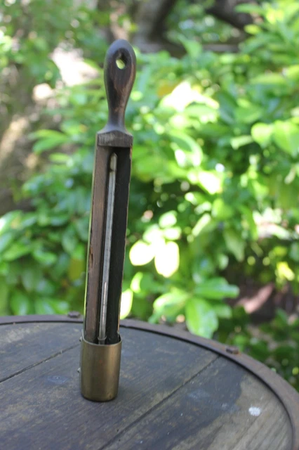 Antique Industrial Thermometer W/ Brass Base Wood Holder -Tagliabue U.S.A.