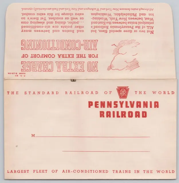 1938 Pennsylvania Railroad Ticket Envelope Train Pittsburgh To Indianapolis