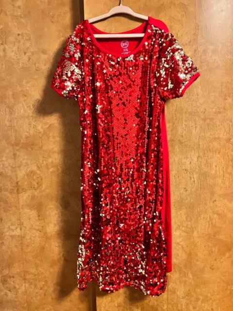 Wonder Nation Sequin Front Red Party Dress Girls sz XL 14 -16