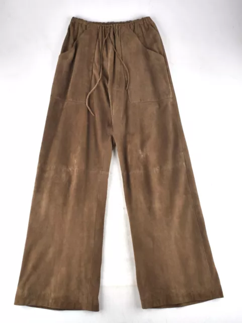 *Carolina Herrera Brown Suede Leather Fully Lined Pants Size 10