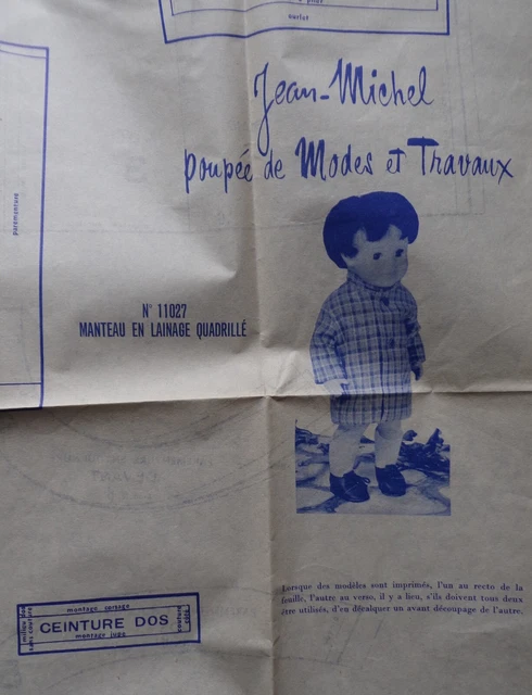 Patron De Couture MODES ET TRAVAUX Pour Vêtements De Poupée Jean Michel - Septembre 1984