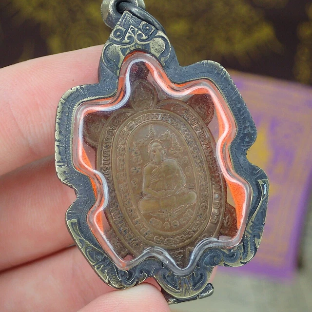 Thai Amulet LP Liew Rare Buddhism Talisman Turtle Pendant Buddha Case Charm