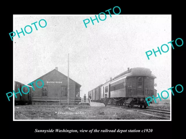 OLD LARGE HISTORIC PHOTO OF SUNNYSIDE WASHINGTON THE RAILROAD DEPOT c1920