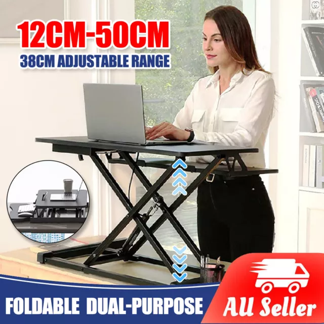 Standing Desk Laptop Riser Height Adjustable Stand Up Sit Stand Computer Shelf