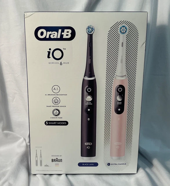ORALB IO SERIES 6 Duo Black Lava & Pink Sand Rechargeable Toothbrushes