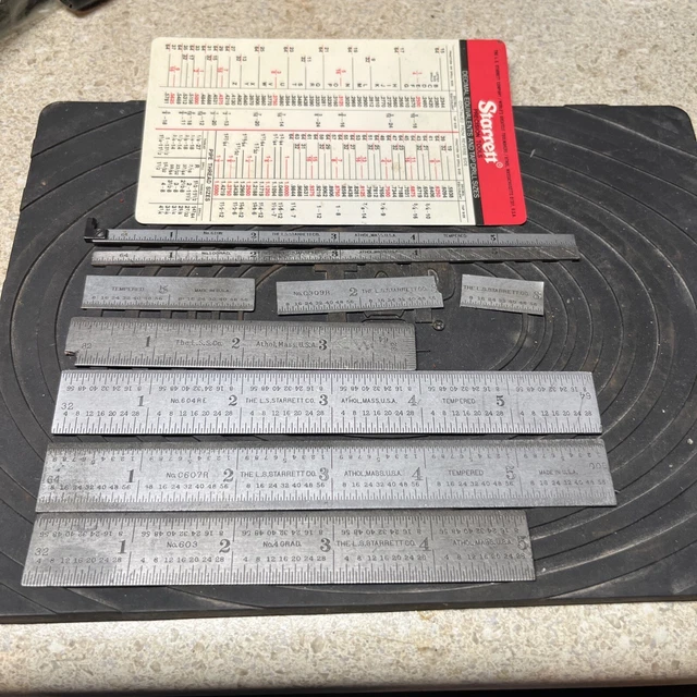 Nice Lot Starrett 6" Steel Rules 604RE 603 C607R 10GRAD 610N Chart