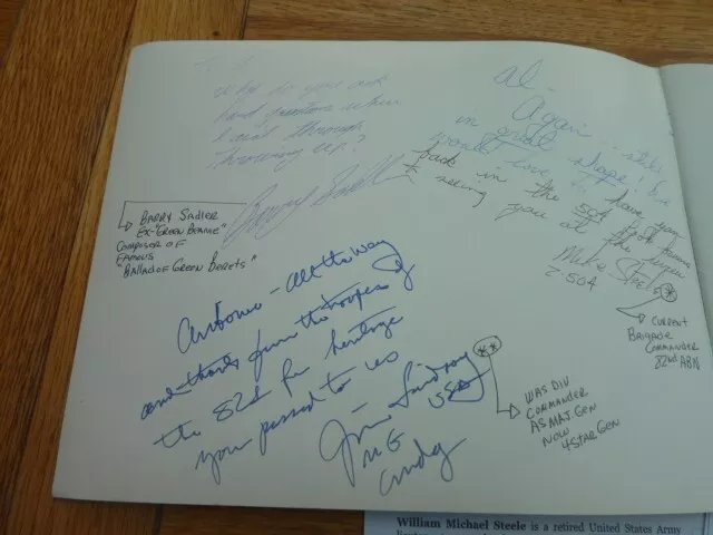 Ww2 1982 Us Airborne Album Book Hand Signed Barry Sadler & Airborne Generals