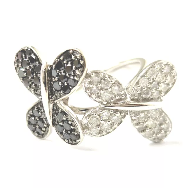 9ct White Gold Diamond Butterfly Ring Size O 4.7g 14.3mm Wide 0.50ct