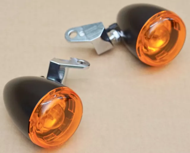 HDBUBALUS Clignotants LED 10 Mm Moto – Paire Feux Frein/Clignotant Ambre/Rouge, Compatible Harley, Chopper, Cruiser, Custom, Chrome/Noir