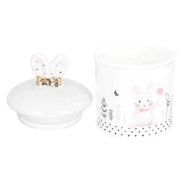 Pot De Rangement Acrylique Lapin Spatial Doré - Organisateur Coton Et Coton-tiges Pour Salle De Bain Ou Bureau