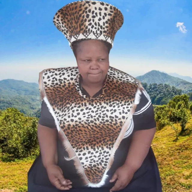2 in 1 Handmade Leopard Print African Zulu Beaded Zulu Hat Isicholo