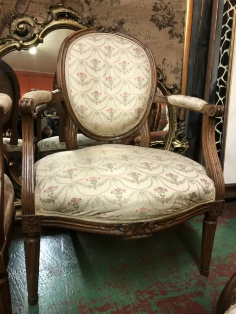 Pair antique armchairs in walnut style Ludwig Xvi. Old-Time XX Century 12087 3