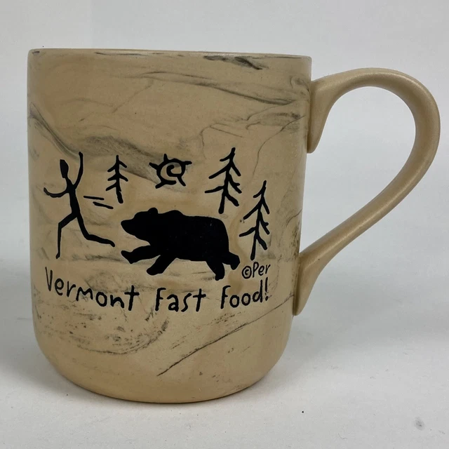Coffee Mug Cup Ceramic 4” Fast Food  Vermonter Artist Illustrated 10oz.