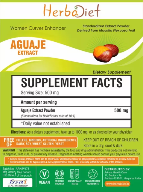 Aguaje Fruit Curvy Extract Powder POTENT Help shape women Curves Phytoestrogen 3