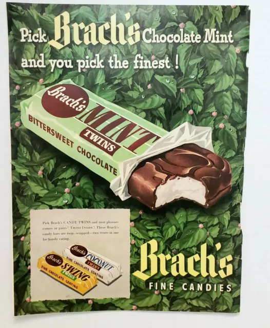 VINTAGE BRACH'S CANDIES Chocolate Mint Print Ad 1948 $9.99 - PicClick