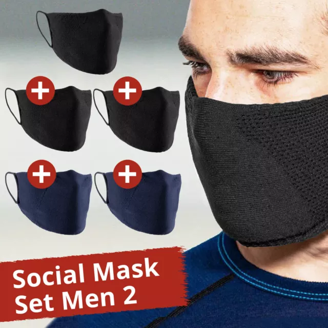 5er Pack TRERE Social Mask Gesichtmaske Schutz Maske Mund-Nasen-Bedeckung Herren