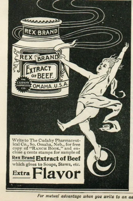 1895 REX BRAND Extract Tin Seasoning Soup Stew Cooking Antique Ad OMAHA NE 3977 2