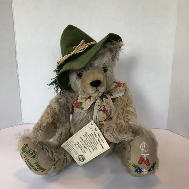 Max Hermann "Happy Wanderer" Mohair Teddy Bear Limited Edition With Tags