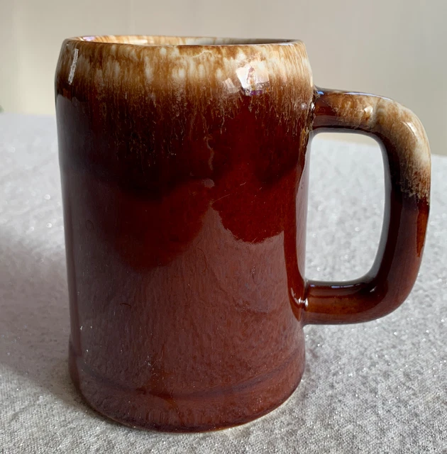 Vtg MCM McCoy Pottery 6395 Brown Drip Glaze 16oz Beer Stein Large Coffee Mug 5”