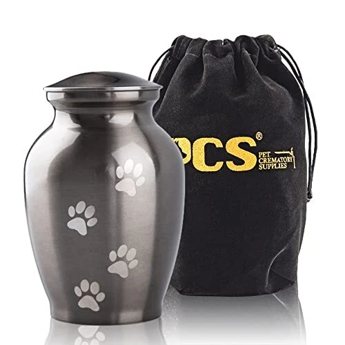PCS Memorial Pet Cremation Urns for Dogs and S(0-45lbs) Silver,vertical Paw