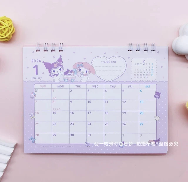 SANRIO CHARACTERS KUROMI And My Melody 2024 Calendar Desktop Calendar