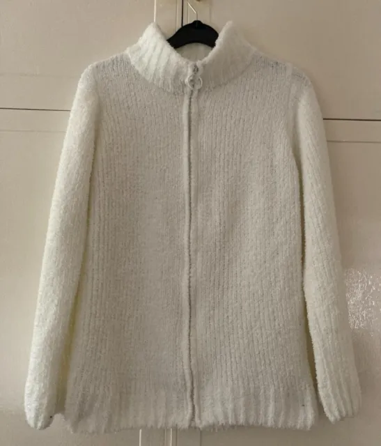 Pretty Cream Sparkly Zip Fronted Boucle Knit Cardigan - Age 12/13 - Never Worn