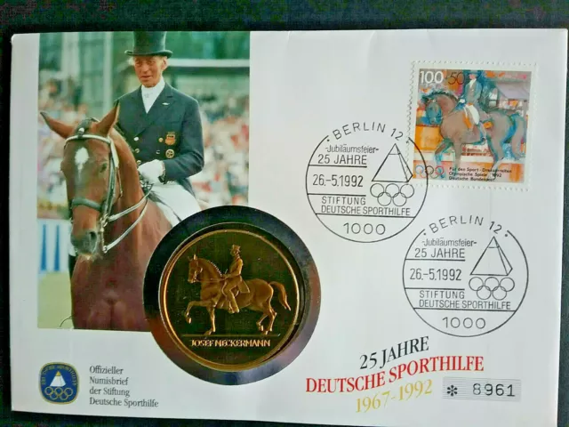 Deutschland   - Numisbrief 25 Jahre Deutsche Sporthilfe von 1992,