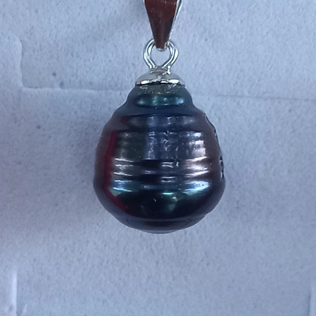 Pendentif Perle de Tahiti, Diamants et Argent 925-1000 - Blue Pearls 6364 - Beaux-Arts