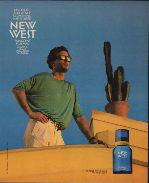 Vintage 1990 NEW WEST Skinscent Cologne Print Ad, Aramis, Attractive Male, D1