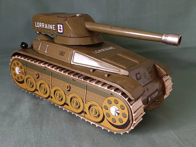 TANK SFA, JOUET ancien enfant char zig zag Tin TAnk Toys Made In France