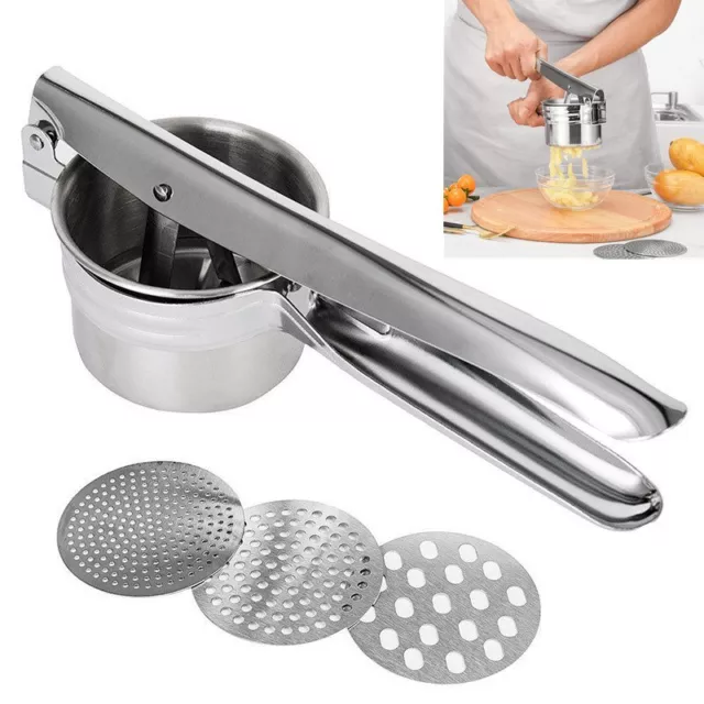 Stainless Steel Potato Ricer Masher Fruit Press Juicer Crusher Squeeze Hand Held