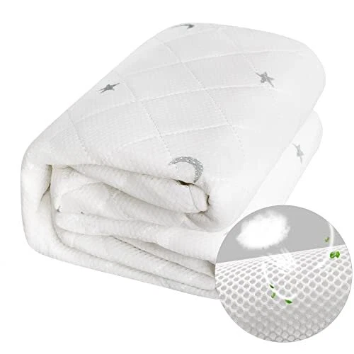 Breathable Crib Mattress Pad, Removable Mattress Pad with Waterproof Layer for