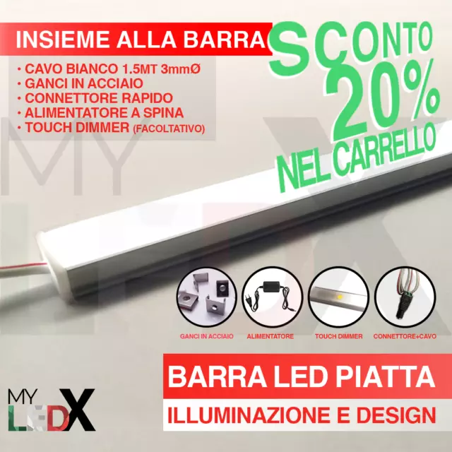 BARRA LED 50cm BIANCO NEUTRO 72led SMD3528 7.2w 12v BARRETTA BAR RIGIDA LUCE