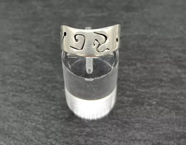 925 Bague en Argent, Anneau Bande, à Motif , Gr. 52, 8 MM Large, Bon État