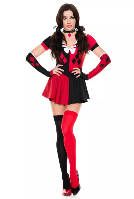 MUSIC LEGS ADULT Harley Quinn jester costume set $66.99 - PicClick