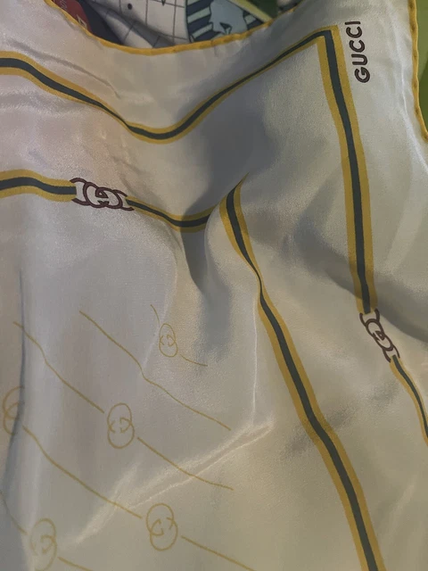 Gucci scarf silk, vintage , silk scarves, Made In Italy