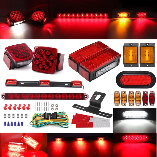 REAR LED SUBMERSIBLE Trailer Tail Lights Kit Boat Marker Truck ...