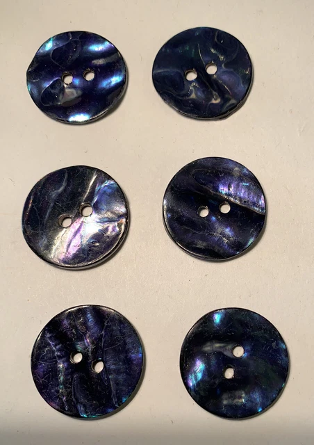 BOUTON COLLECTION COUTURE ANCIEN 19 eme EN NACRE 23 mm COULEUR BLEUE Violacé